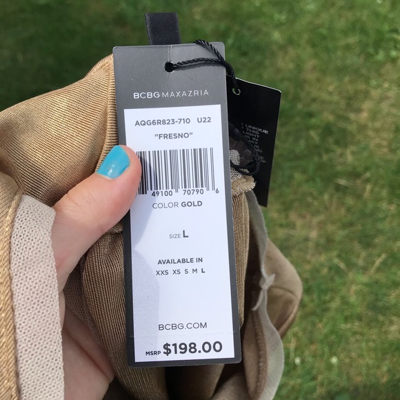 BCBGMAXAZRIA Liquid Gold Dress - Picture 6 of 9